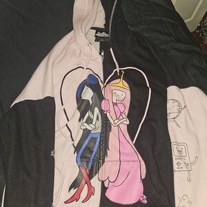 Adventure Time Pink and Black Hoodie